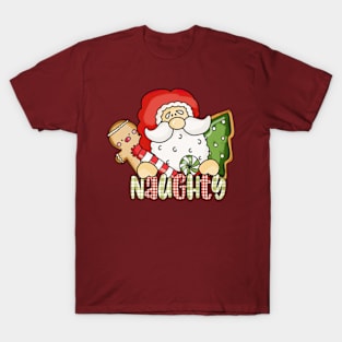 Naughty or Nice Shirt Matching Christmas Couples Costume T-Shirt